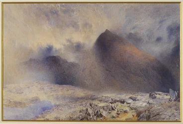 Mount Snowdon Clearing Pilvien läpi, 1857 (wc ja kynä paperilla)