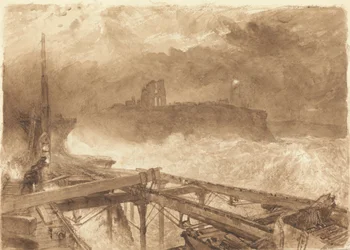 Tutkimus Tynemouth Pier -laiturille - Lamppujen sytytys auringonlaskun aikaan