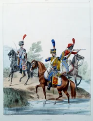 Napoleonin armeija: Hussarit. Kaiverrus Alfred De Marbot (1800-luku) 1806. Malmaison, Musee Du Chateau.
