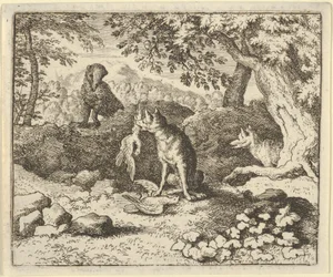 Mäyrä kiirehtii varoittamaan Renardia leijonan aikomuksesta, 1650-75.