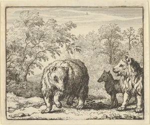 Leijona vapauttaa karhun ja suden, 1650-75.