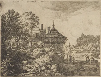 Kaksi venettä lähestyy majaa, 1600-luku.