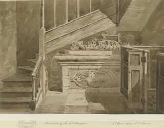 Handsworth - Sir William Stanfordin muistomerkki: seepiapiirustus, 6. huhtikuuta 1842