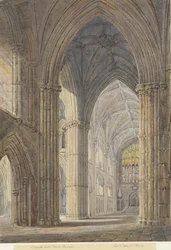 Lichfieldin katedraalin sisätilat - North Transept: vesivärimaalaus, 7. syyskuuta 1842