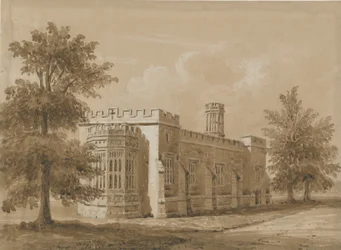 Tixall - Kappeli Tixall Hallissa: punaseepia-pesupiirros, nd [heinäkuu 1842]