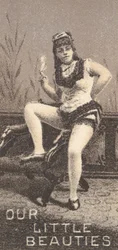 Näyttelijät-sarjasta N57, joka mainostaa Pienet kaunottaremme savukkeita Allenille ja Gintelle..., 1890.