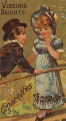 Tytöt ja lapset -sarjasta N64, joka mainostaa Virginia Brights -savukkeita Allenille &..., 1886.