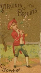 Tytöt ja lapset -sarjasta N64, joka mainostaa Virginia Brights -savukkeita Allenille &..., 1886.