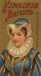 Tytöt ja lapset -sarjasta N64, joka mainostaa Virginia Brights -savukkeita Allenille &..., 1886.