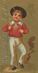Tytöt ja lapset -sarjasta N65, joka mainostaa Richmond Gem -savukkeita Allenille &..., ca. 1886.