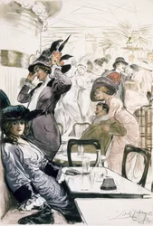 Cafe Society, Pariisista: Moeurs, Costumes et Attitudes 1912-13, Voi. 1: Les Bars, julkaistu 1914 (värilitho)