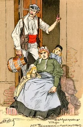 Kuvitus les Miserablesille : Thenardier-perhe (kaiverrus)