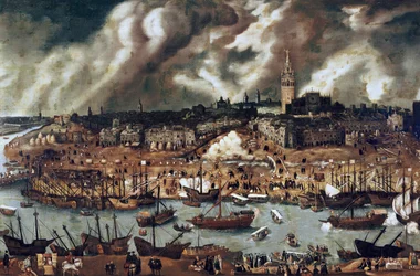 Sevillasta Amerikkaan lähtevä retkikunta vuonna 1498 (öljy kankaalle)