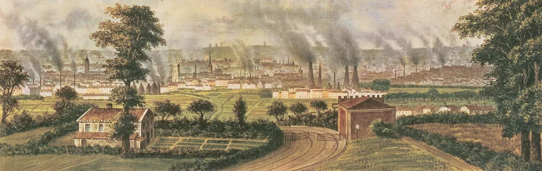 Leeds Rope Hillistä, n. 1840 (värilitho)