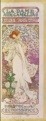 La Dame aux Camelias ja näyttelijä Sarah Bernhardt, Theatre de la Renaissance, Pariisi 1894 (juliste)