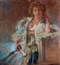 Berthe Lalanden muotokuva. Alphonse Muchan (1860-1939) maalaus