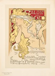 Jäljennös julisteesta, joka mainostaa Salon des Cent -näyttelyä Hall de la Plumessa, 1896