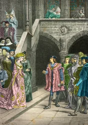 Anne de Bretagnen ja Kaarle 8:n haastattelu (kaiverrus)