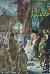 Philippa de Hainaut pyytää Englannin Edvard 3:a säästämään Calais