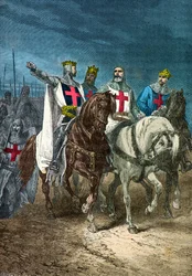 Godefroy de Bouillonin, Bohemond de Tarenten, Raymond 4 de Toulousen ja Tancrede de Hautevillen muotokuvat.