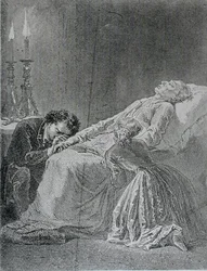 Jean Valjeanin kuolema, kuva Victor Hugon (1802-85) Les Miserablesista