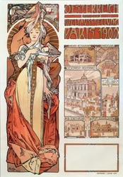 Mainosjuliste Pariisin vuoden 1900 maailmannäyttelyssä edustetulle Itävallalle. Mitat: 68 x 98,5 cm