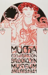 Alphonse Muchan (1860-1939) mainosjuliste "Mucha-näyttelyä" varten Brooklyn Museumissa New Yorkissa, 1921