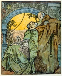 Alphonse Muchan kuvitus ranskalaisen kirjailijan Anatole Francen teoksesta "Clio". 1900. Mucha (1860 1939). oli tšekkiläinen jugendmaalari