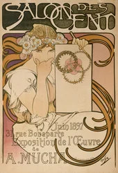 Juliste Alphonse Muchan näyttelyyn Salon des Centissä, Pariisi, Ranska, 1897