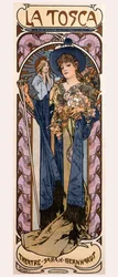 Toscan juliste Sarah Bernhardtin kanssa, 1899