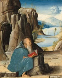 Pyhä Hieronymus lukemassa, noin 1476 (tempera paneelille).