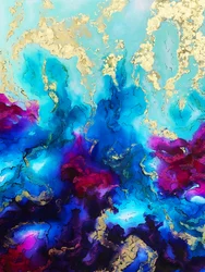 Fluid Blue Gold -abstrakti