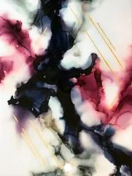 Fluid Magenta Gold -abstrakti