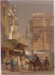 Markkinapäivä Mu"izz id-Din li-Lahissa, vanha Kairo, 1862