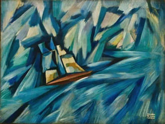 Purjevene, n. 1914 (öljy kankaalle)