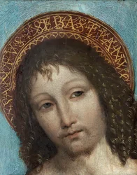 Saint Sebastian - Ambrogio Stefani da Fossanon maalaus, dit il Bergognone tai Borgognone (Le Bouguignon) (1453-1523), öljy puulle (23x18 cm) - Saint Sebastian, Ambrogio Bergognonen öljy puulle, 1400-luvun loppu - 1500-luvun alku - Yksityinen kokoelma