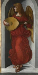 Punainen enkeli luutulla (Milanon San Francescon alttarin siipi). Noin 1495-99