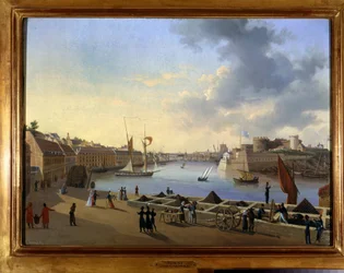 Brestin satama ja tykistövarasto - Louis Garnerayn maalaus, noin 1820, Öljy kankaalle, H. 0,330; L. 0,460. CCIP Coll.