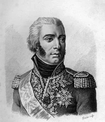 Jean - Baptiste Bessières Istrian herttua Maréchal, Ranska (1768-1813).- teoksessa Ranskan kenraalien muotokuvia ranskalaisten voittojen ja valloitusten jälkeen. Kaiverrus Ambroise Tardieu 1818. Stella Collection.