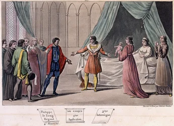 Johannes I postuumi (1316-1316), syntyi kuninkaaksi ja kuoli kuuden päivän kuluttua. - Suunnitellut ja kaivertanut Ambroise Tardieu vuonna 1825.