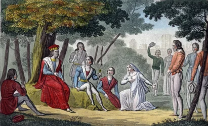 Ludvig IX, joka tunnetaan nimellä "Saint-Louis" (1214-1270), joka teki oikeutta kaikille alamaisilleen Vincennesin puussa - Ambroise Tardieu on suunnitellut ja kaivertanut vuonna 1825.