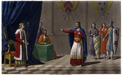 Louis V le Faineant (n. 967-987), julisti Ranskan kuninkaaksi Hugues Capetin, tulevan Ranskan kuninkaan, suojeluksessa vuonna 986 Draw ja hauta Ambroise Tardieun vuonna 1825.