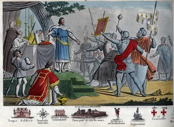 Philip II (1165-1223), kuningas Kapetian, joka tunnetaan nimellä "Augustus", ehdottaa kruununsa antamista sotilailleen, jos he pystyvät pitämään sen yksi päivä ennen Bouvinesin taistelua, mutta kaikki haluavat pitää kuninkaansa. Voittamalla tämän taistelun