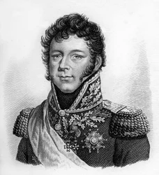 kenraali Nicolas Joseph Maisonin muotokuva 1771-1840.- "" Muotokuvia ranskalaisista kenraaleista ranskalaisten voittojen ja valloitusten jälkeen". Kaiverrus Ambroise Tardieu 1818. Stella Collection.