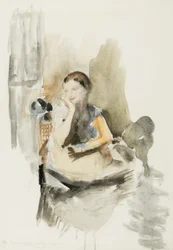 Helen, 1917 (lyijykynä, sivellin ja wc paperille)