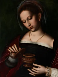 Yksityiskohta Maria Magdalenasta (öljy kankaalle)