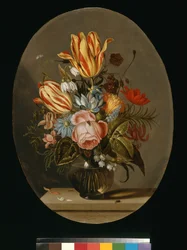 Maljakko kukkia, n. 1633 (öljy kankaalle)