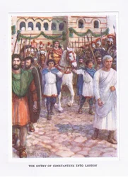 Constantinuksen tulo Lontooseen, kuvitus teoksesta The Roman Soldier, 1928