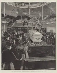 Edesmennyt herra C H Spurgeon katselemassa arkkua Metropolitan Tabernaclessa, 9. helmikuuta 1892