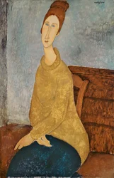Jeanne Hébuterne keltaisessa villapaidassa, 1918-19